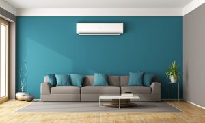 Room with a wall-mounted ductless unit
