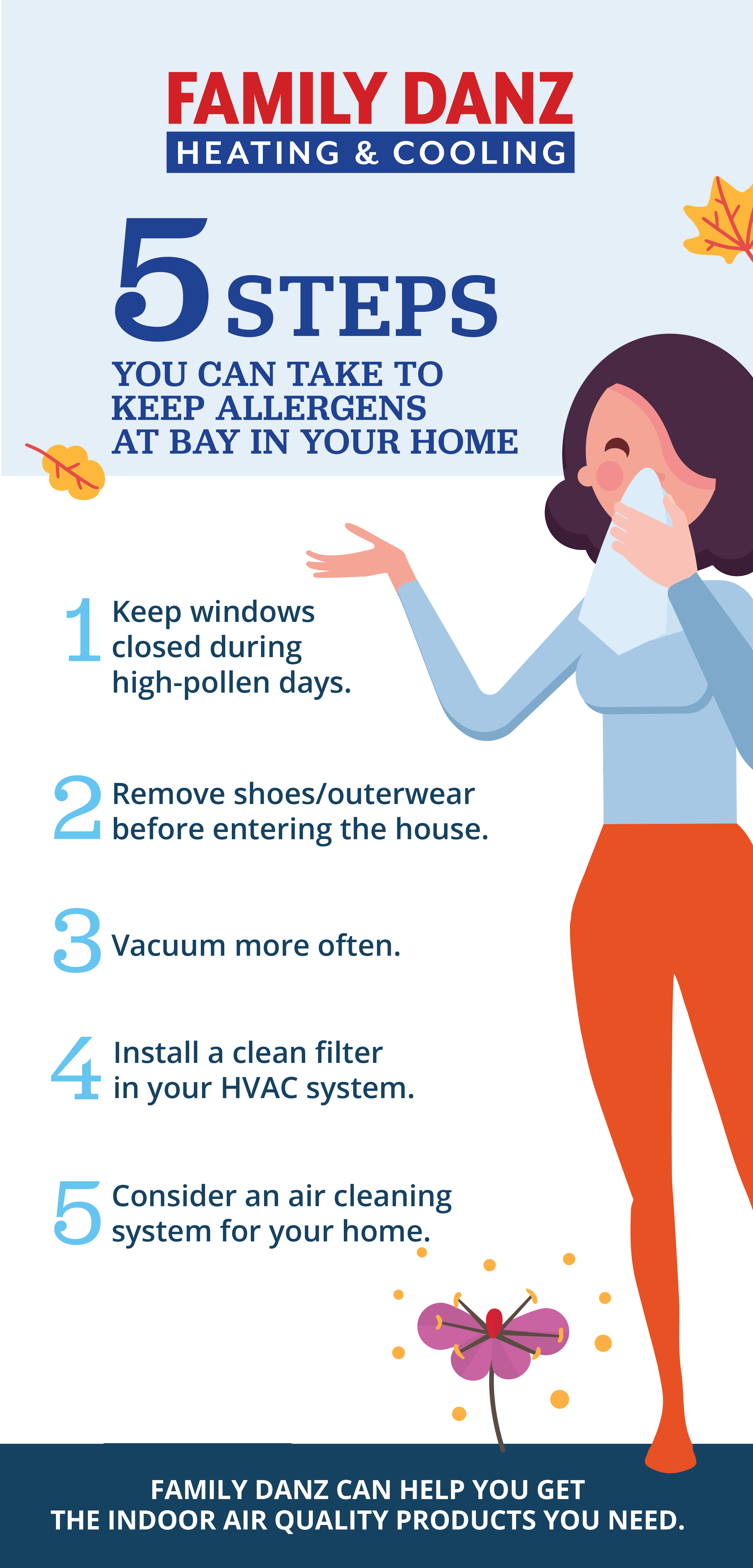5 Steps You Can Take to Keep Your Allergens at Bay in Your Home Infographic.