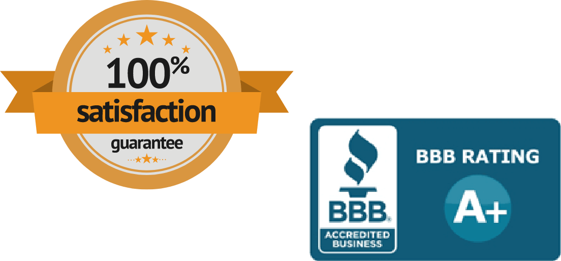 satisfaction guarantee and BBB A+ badge